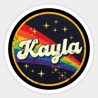 Kayla // Rainbow In Space Vintage Grunge-Style Sticker